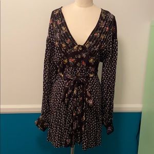 Free people oversized sleeve boho floral dress
